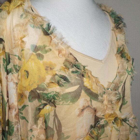 ANTHROPOLOGIE O.P.T. MS SIZE X-LARGE FLORAL PRINT RHEA SHEER CHIFFON BLOUSE - Picture 6 of 10